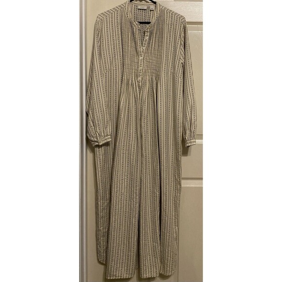 LL Bean Dobby Nightgown Women’s Plus 1X Flannel Blue Pintuck Praire Cottagecore - Picture 1 of 15